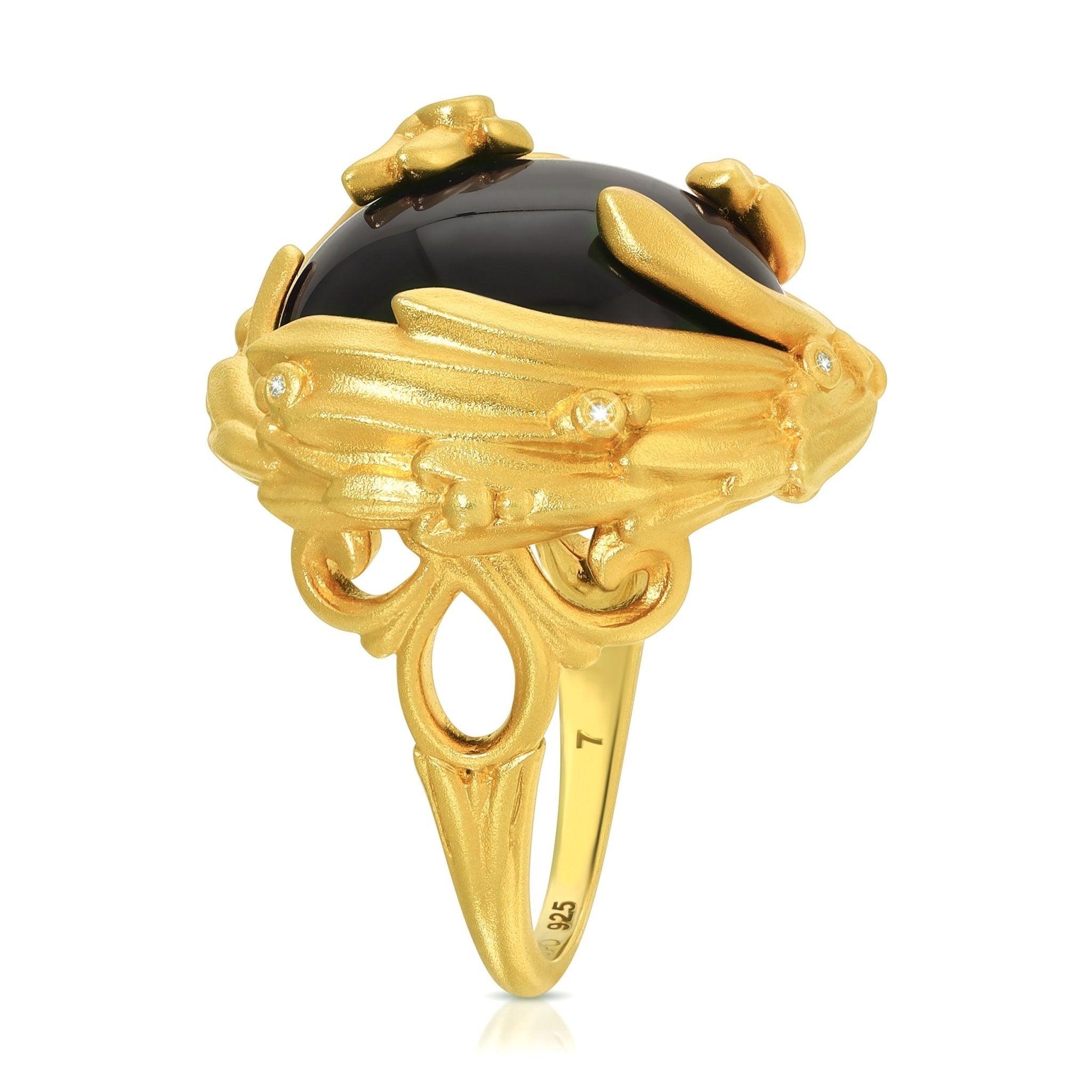 Black Agate & Diamonds Ring Rings La Vie Bien Black Agate & Diamonds Ring
