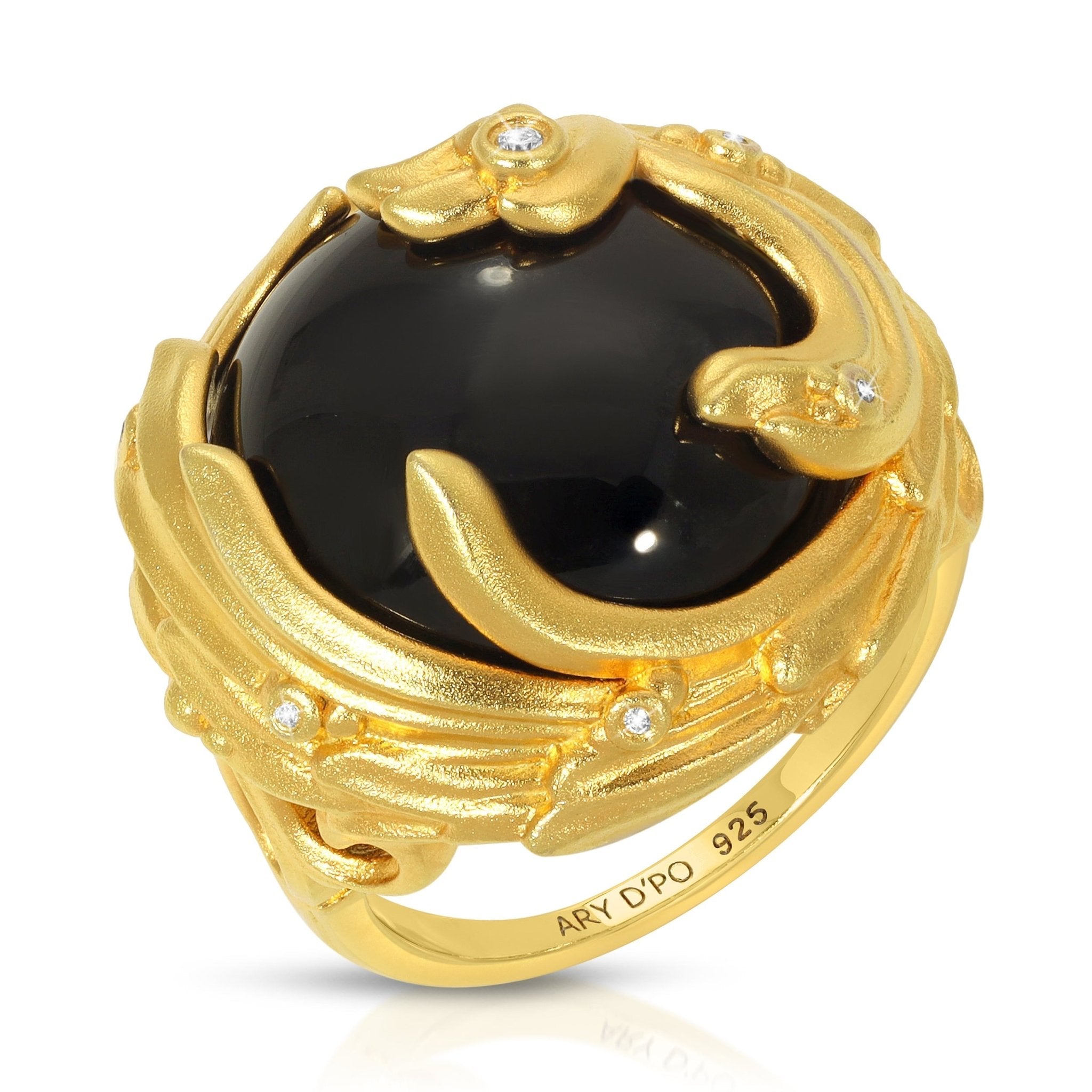 Black Agate & Diamonds Ring Rings La Vie Bien Black Agate & Diamonds Ring