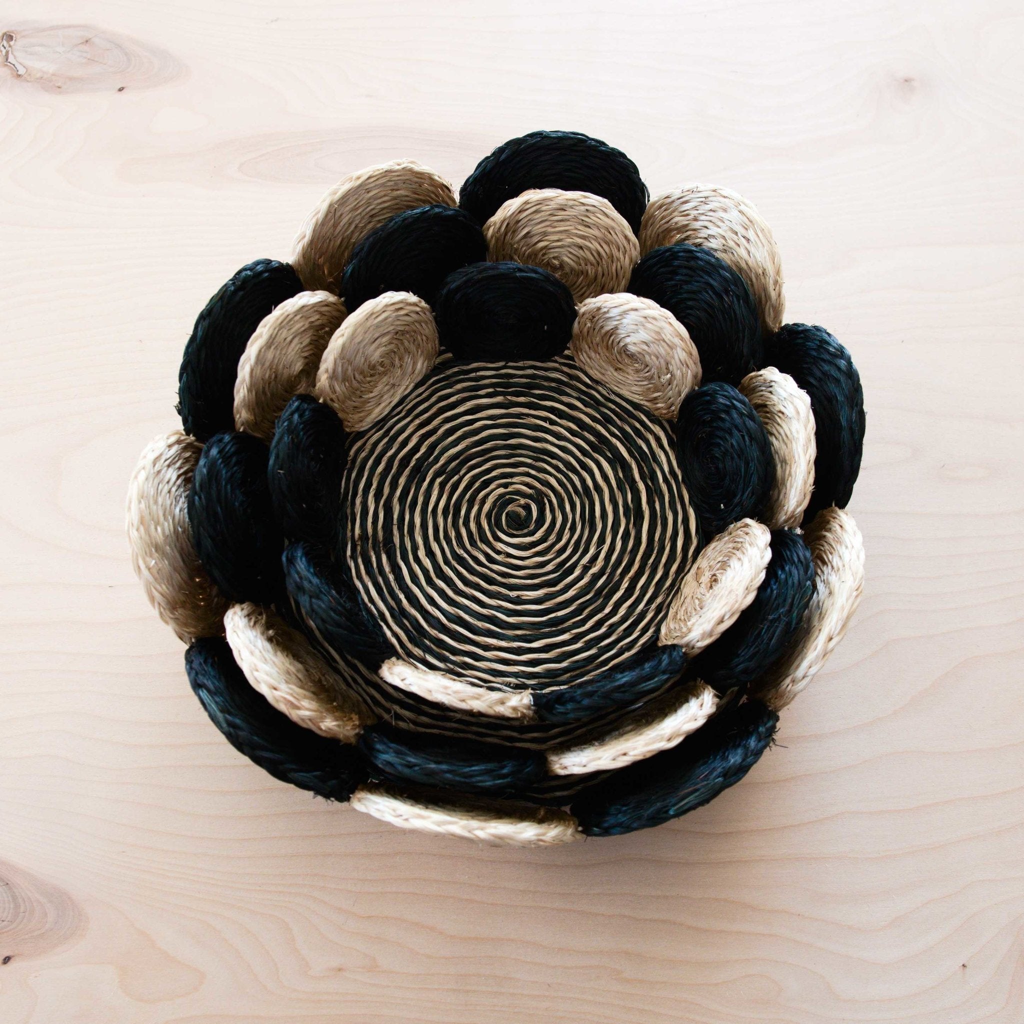 Black and White Abaca Fruit Basket - Tabletop Basket, set of 3 | LIKHÂ