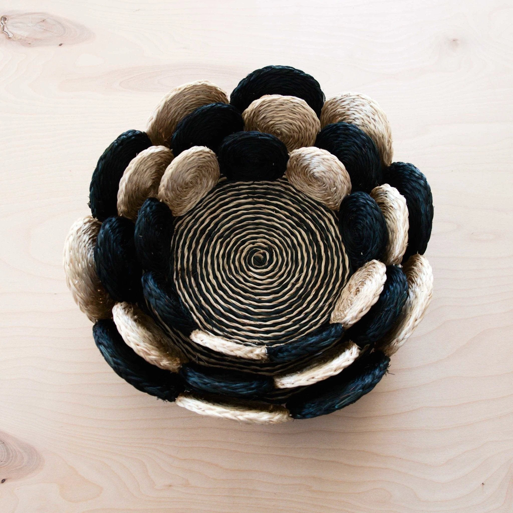 Black and White Abaca Fruit Basket - Tabletop Basket, set of 3 | LIKHÂ by LIKHÂ