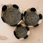 Black and White Abaca Fruit Basket - Tabletop Basket, set of 3 | LIKHÂ by LIKHÂ