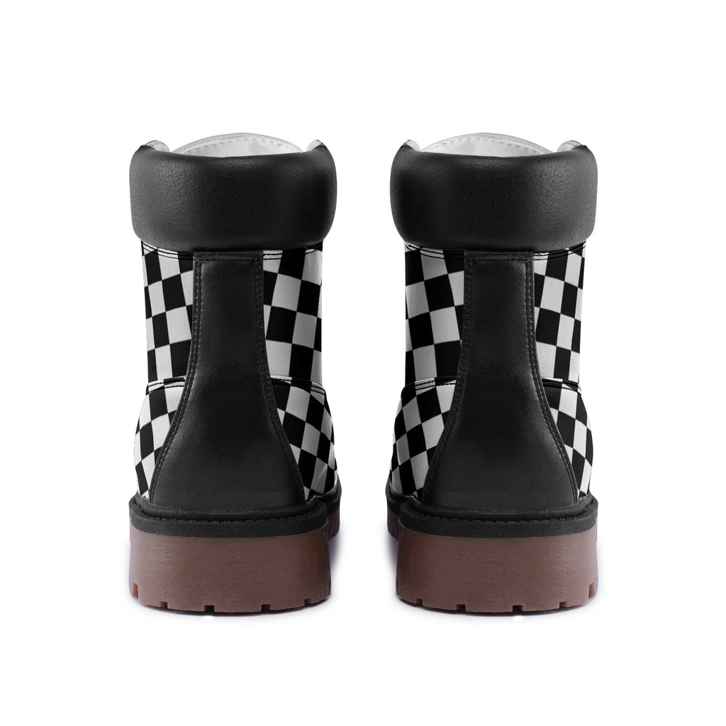 Black and white checkered Lightweight Microfiber Leather Chukka Boots