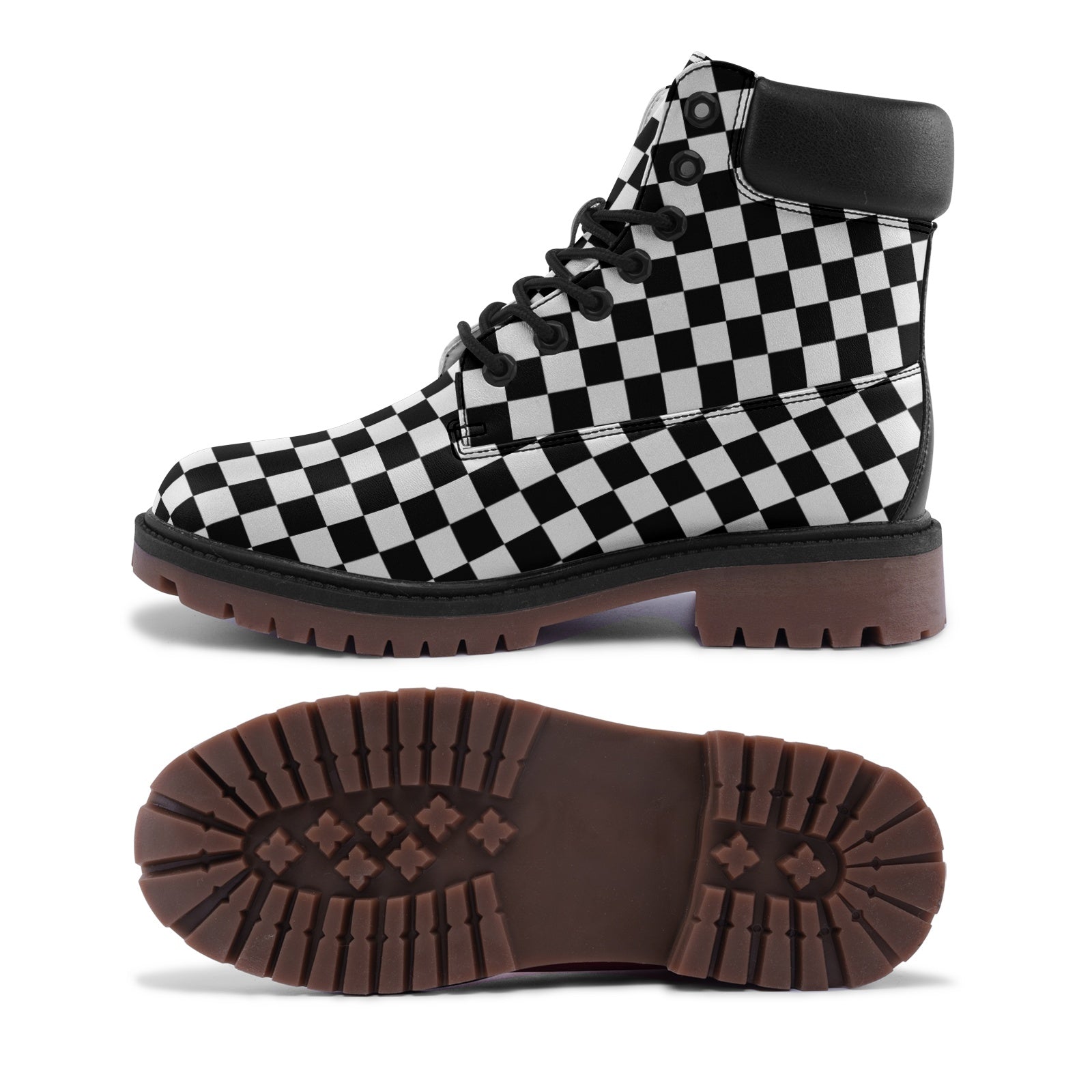 Black and white checkered Lightweight Microfiber Leather Chukka Boots