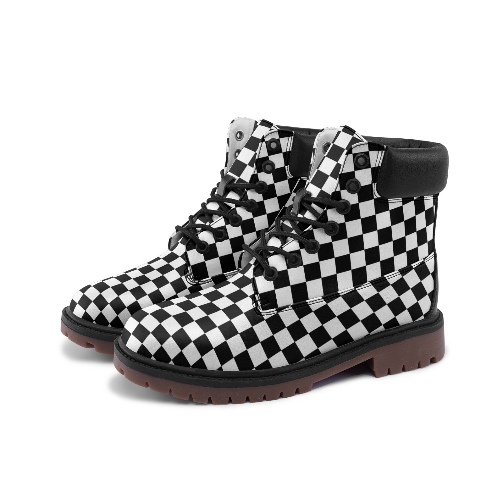 Black and white checkered Lightweight Microfiber Leather Chukka Boots