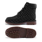Black and white polka dot Premium Lightweight Microfiber Leather Chukka Boots by Printy6