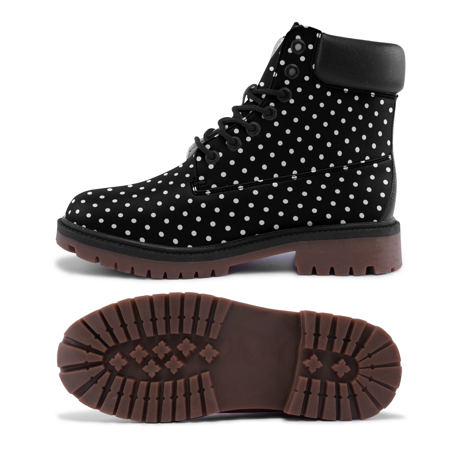 Black and white polka dot Premium Lightweight Microfiber Leather Chukka Boots
