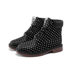 Black and white polka dot Premium Lightweight Microfiber Leather Chukka Boots by Printy6