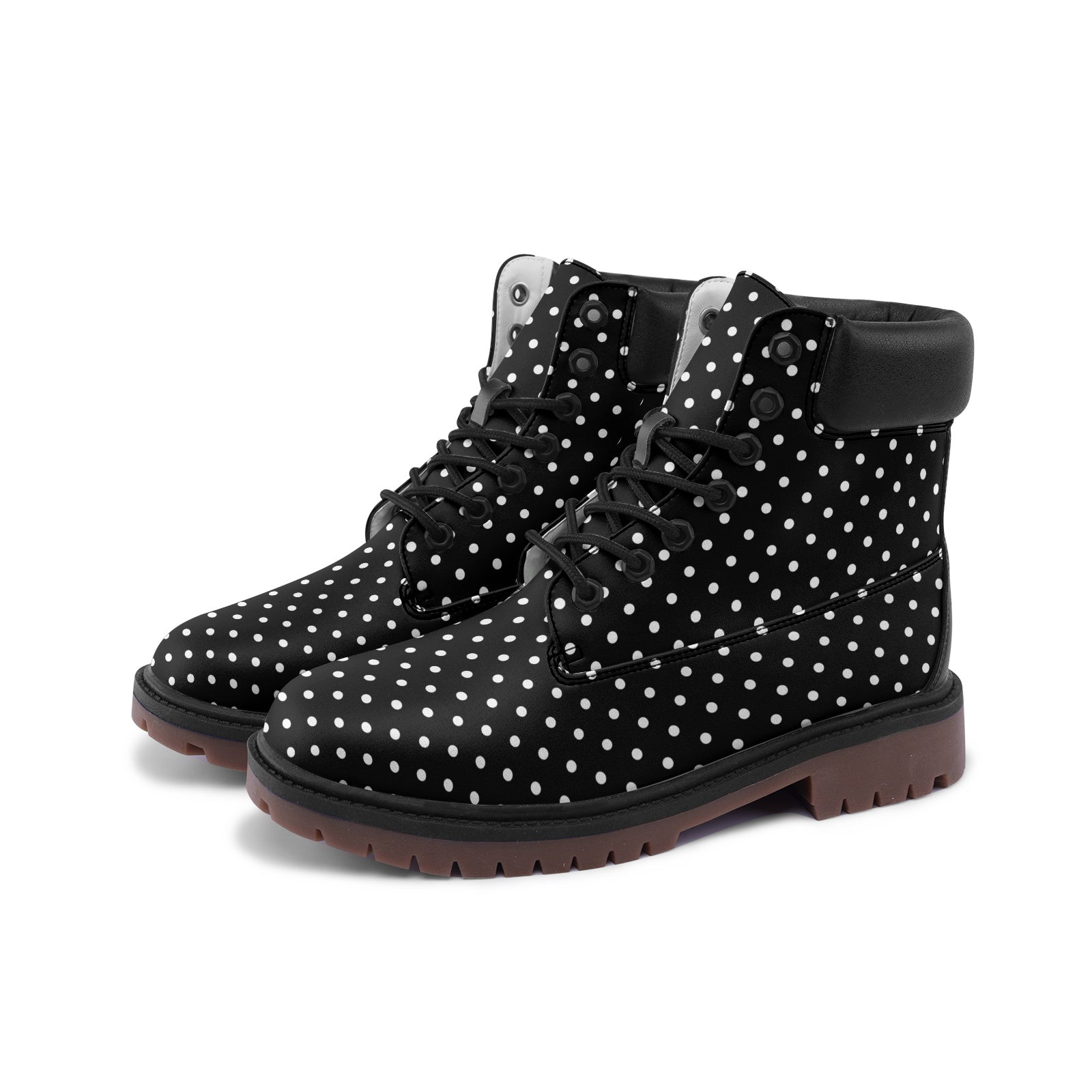 Black and white polka dot Premium Lightweight Microfiber Leather Chukka Boots