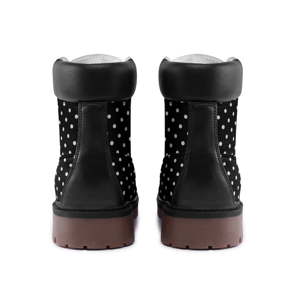 Black and white polka dot Premium Lightweight Microfiber Leather Chukka Boots