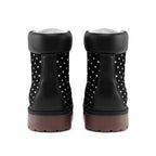 Black and white polka dot Premium Lightweight Microfiber Leather Chukka Boots by Printy6