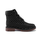 Black and white polka dot Premium Lightweight Microfiber Leather Chukka Boots by Printy6