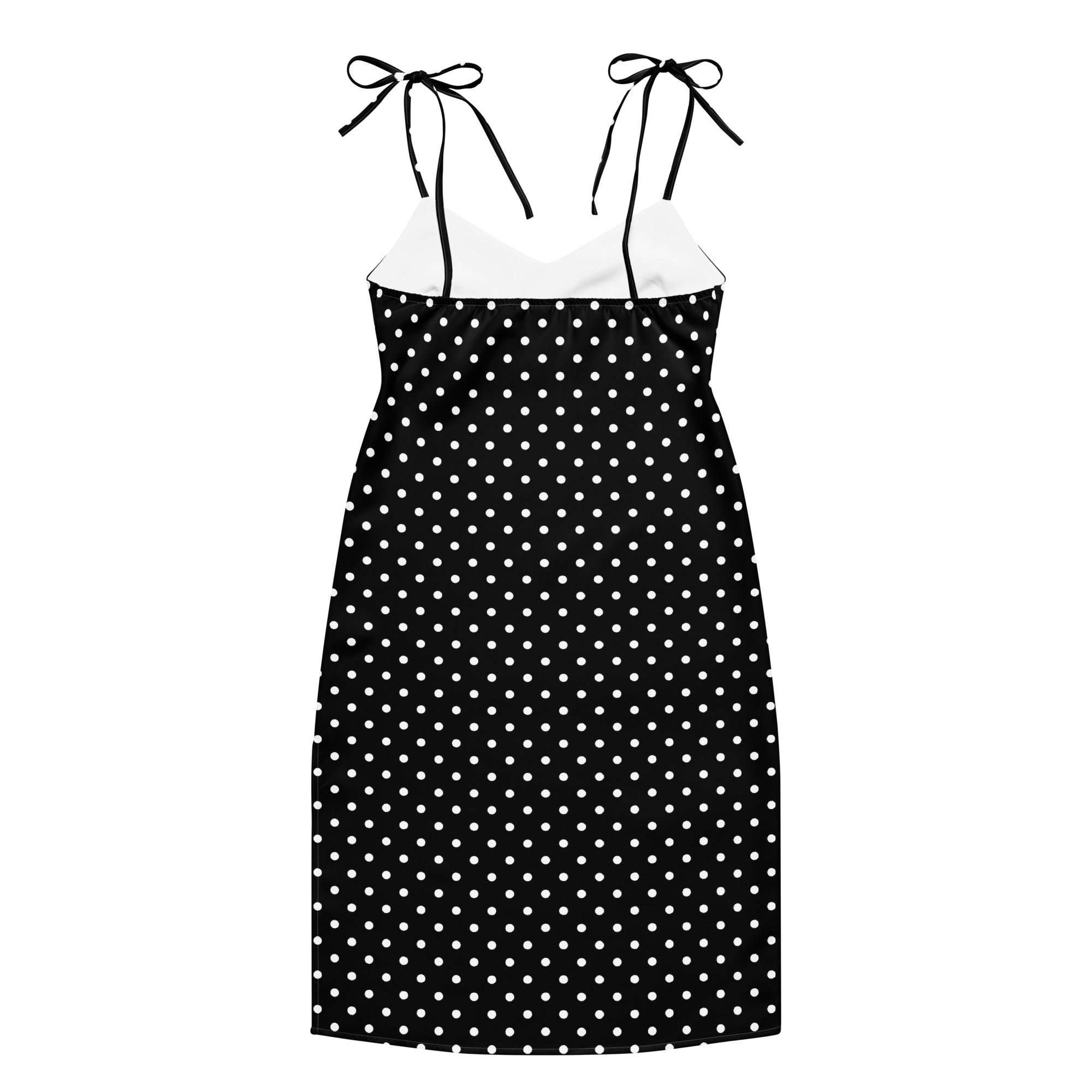 Black and white Polka dot Tie - strap midi dress