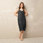 Black and white Polka dot Tie-strap midi dress by La Vie Bien