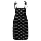 Black and white Polka dot Tie-strap midi dress by La Vie Bien