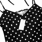 Black and white Polka dot Tie-strap midi dress by La Vie Bien