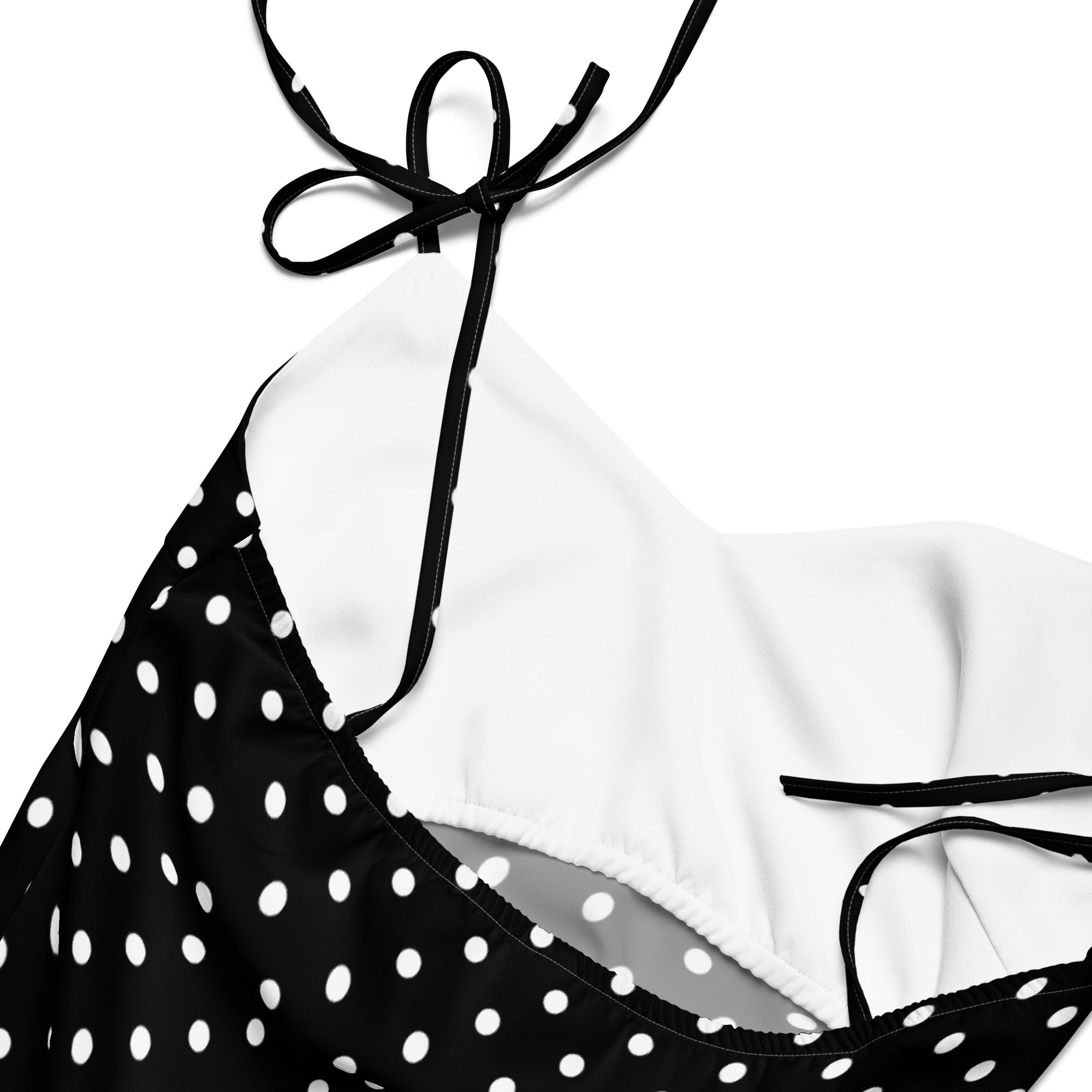Black and white Polka dot Tie - strap midi dress