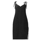 Black and white Polka dot Tie-strap midi dress by La Vie Bien