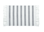 Black and White Striped Accent Rug With Fringe by Nickel Designs Custom Doormats