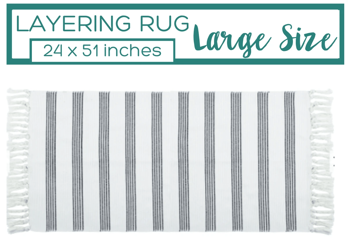 Black and White Striped Accent Rug With Fringe by Nickel Designs Custom Doormats