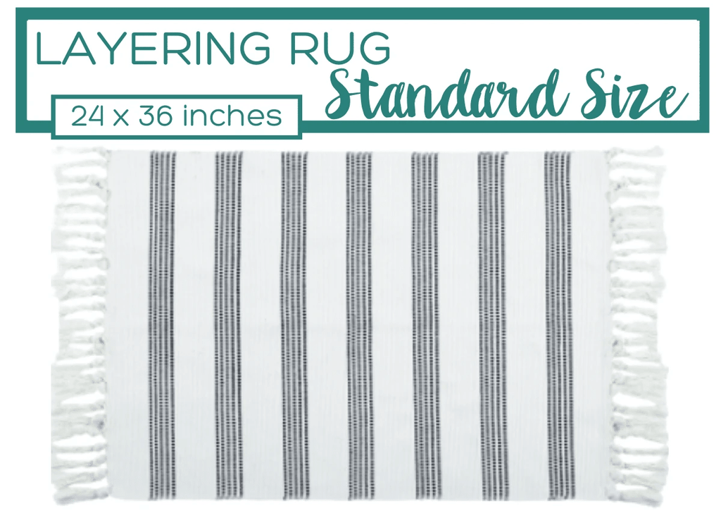 Black and White Striped Accent Rug With Fringe by Nickel Designs Custom Doormats