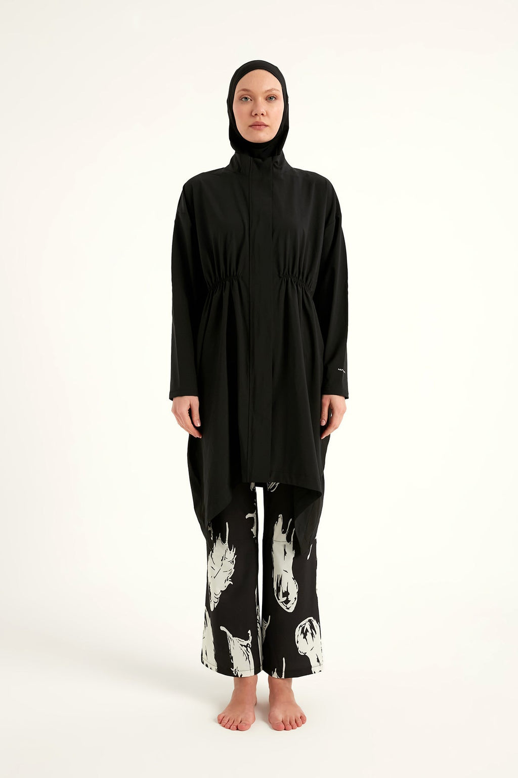 Black Asymmetric Cut Premium Full Coverage Swimwear Set M2503-3 Covered Burkini Swimwear La Vie Bien Black Asymmetric Cut Premium Full Coverage Swimwear Set M2503-3
