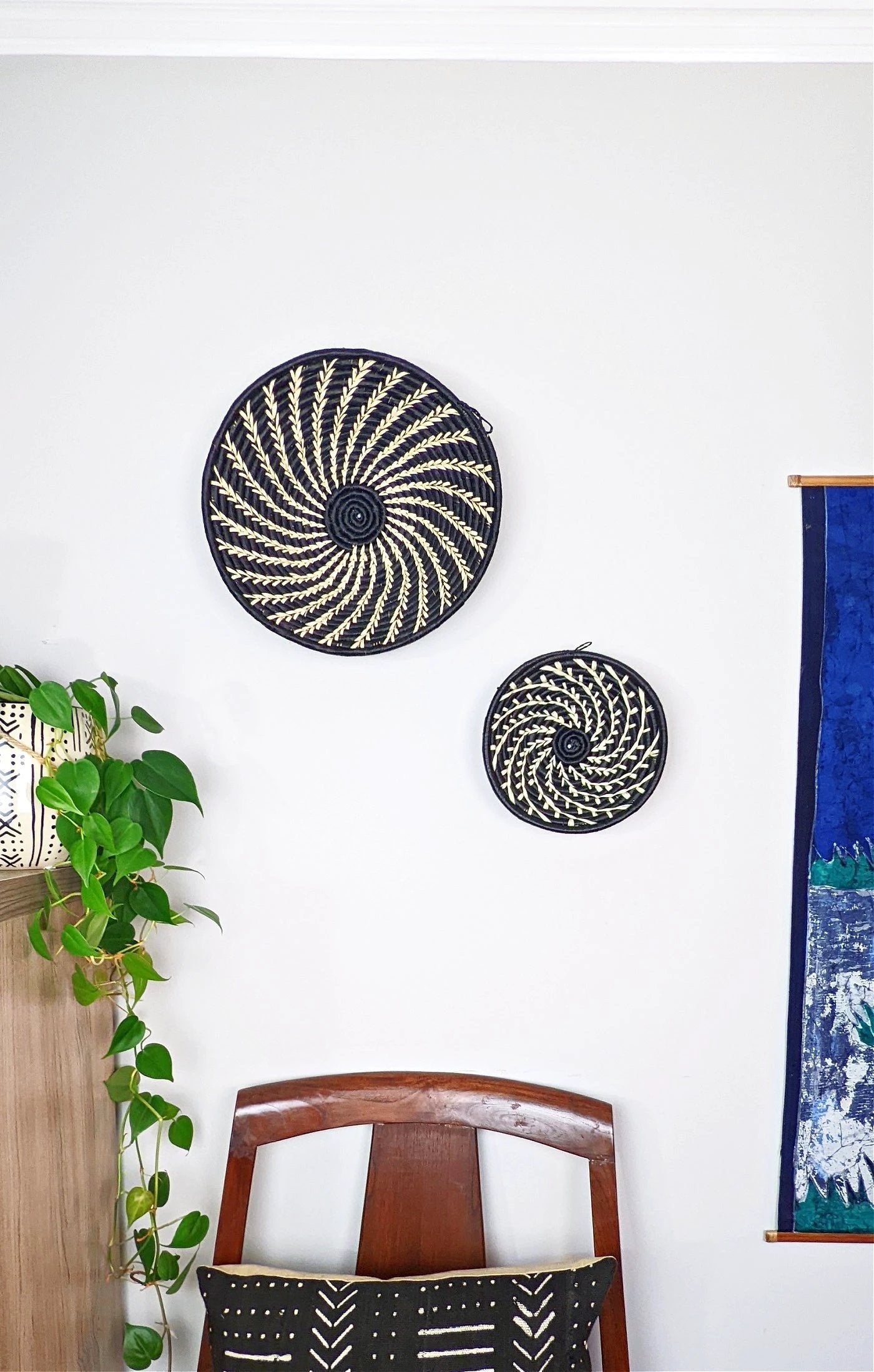 Large Black White Woven African Basket by Reflektion Design