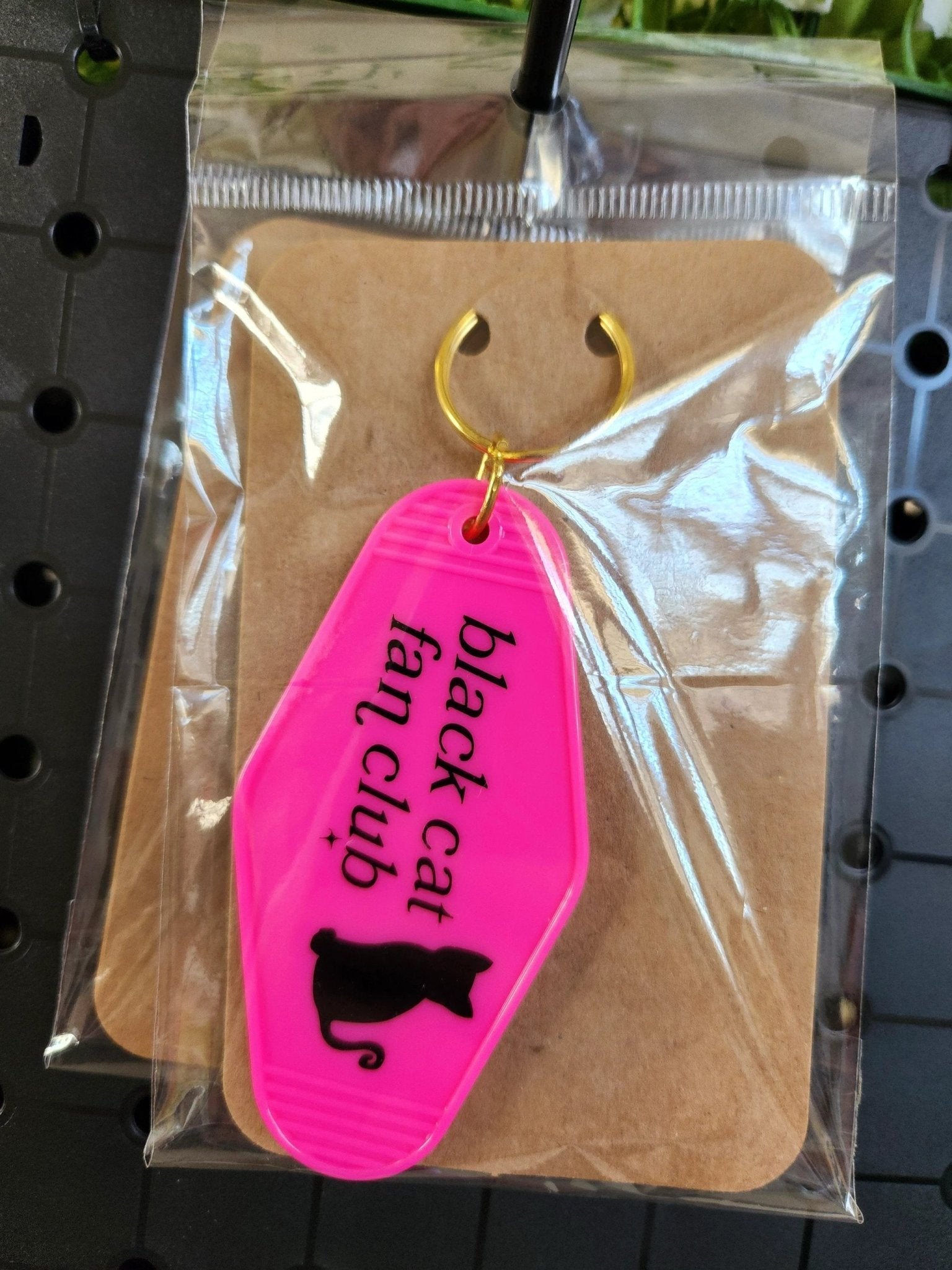 Black Cat Fan Club Motel Keychain by Hoosier Handkerchief Company