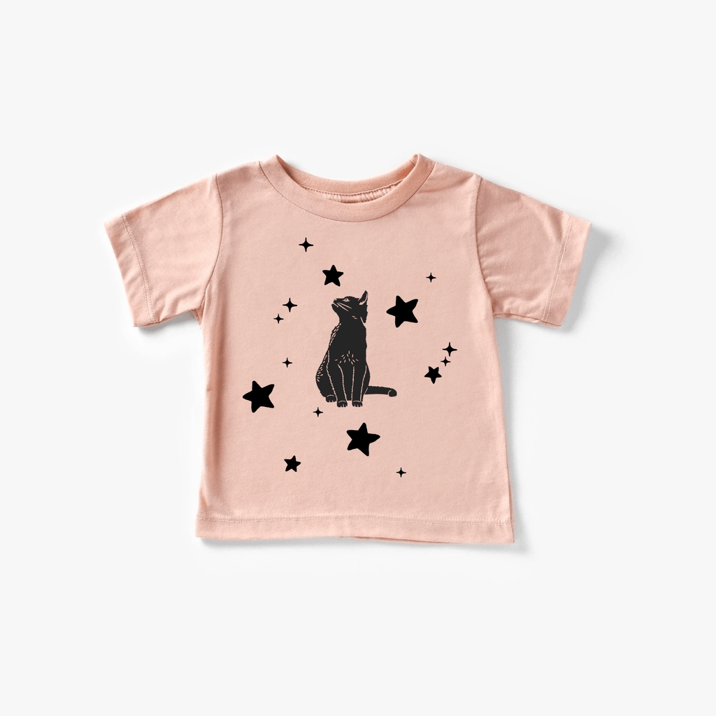 Black Cat toddler and youth tee shirt, Halloween collection by Benny and Ray Apparel