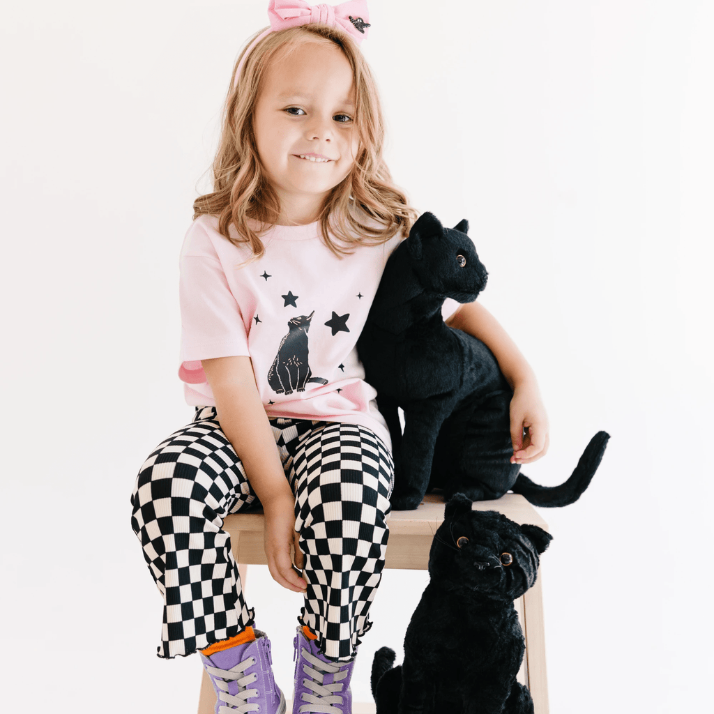 Black Cat toddler and youth tee shirt, Halloween collection by Benny and Ray Apparel