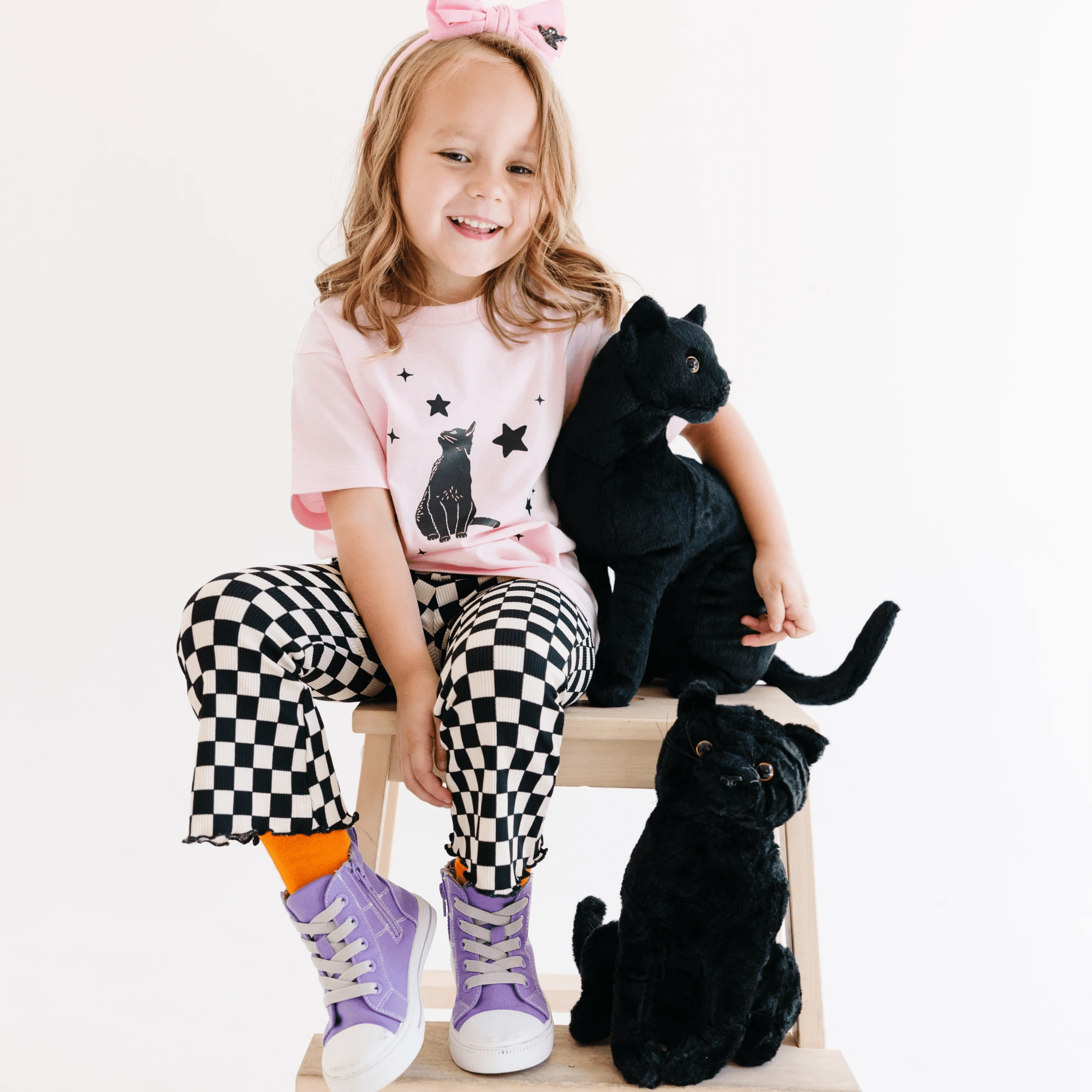 Black Cat toddler and youth tee shirt, Halloween collection by Benny and Ray Apparel