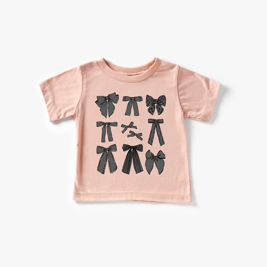 Black Coquette Bows toddler and youth tee shirt, Halloween collection by Benny and Ray Apparel