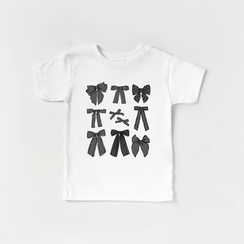 Black Coquette Bows toddler and youth tee shirt, Halloween collection by Benny and Ray Apparel