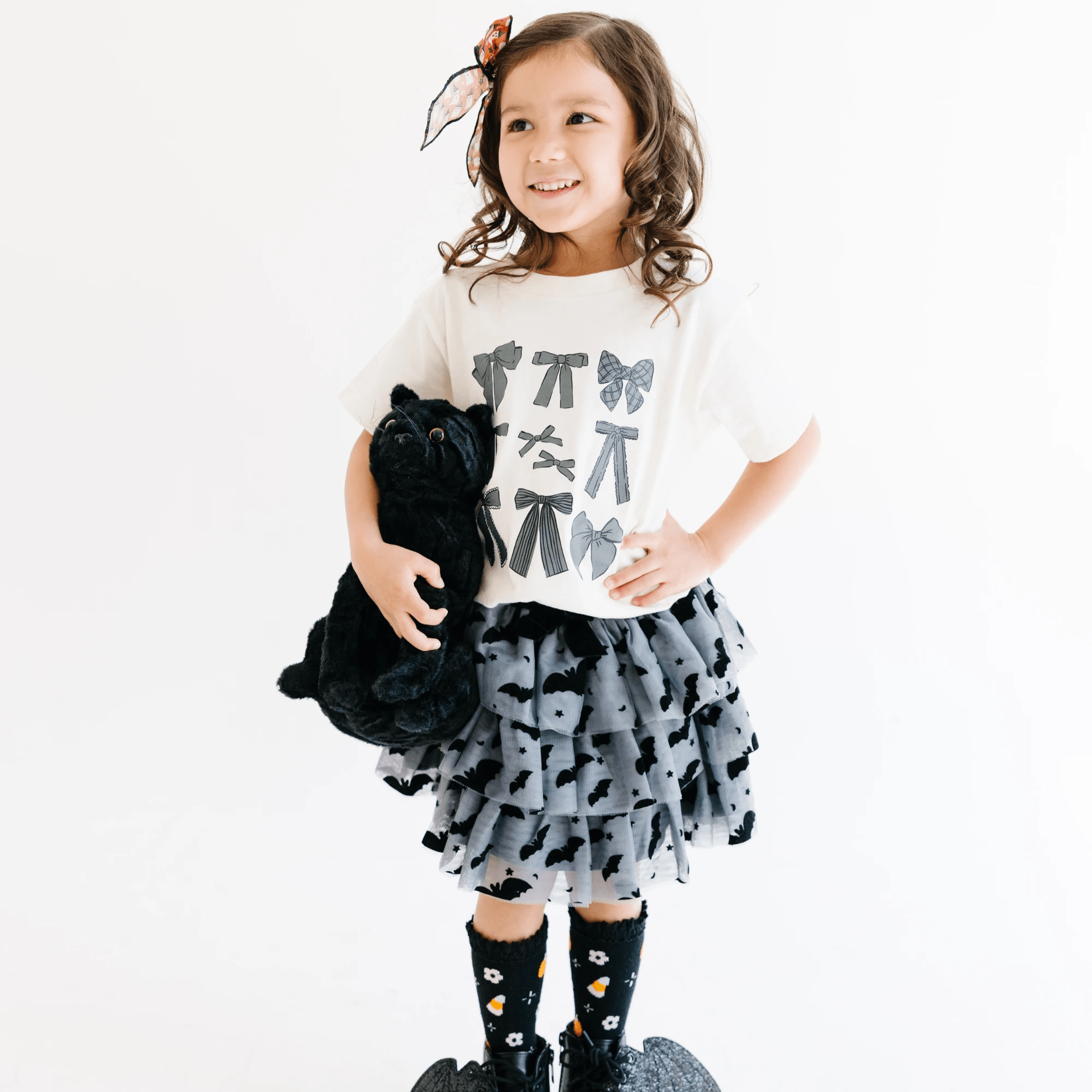 Black Coquette Bows toddler and youth tee shirt, Halloween collection by Benny and Ray Apparel