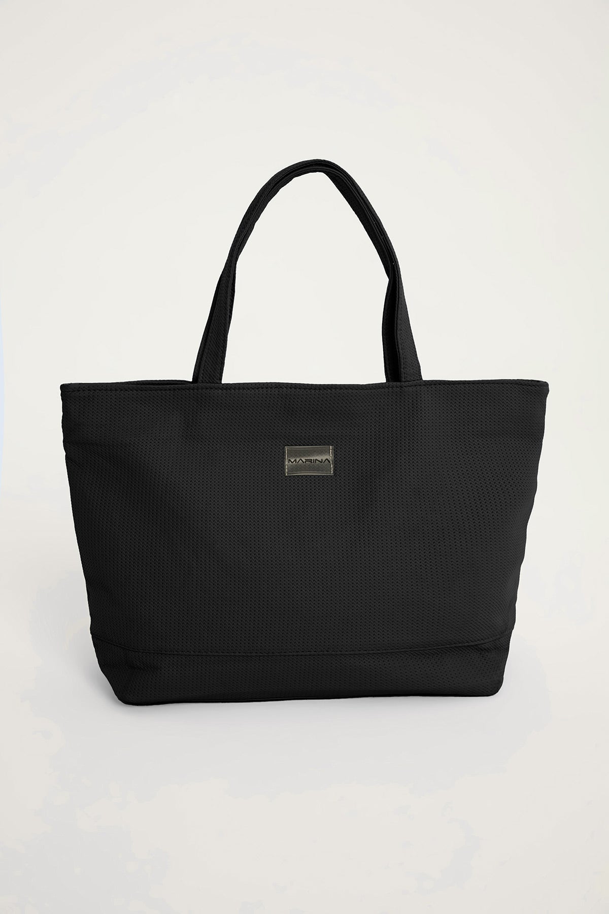 Black Faux Leather Beach Bag with Zipper CA2502-1 Plaj Çanta La Vie Bien Black Faux Leather Beach Bag with Zipper CA2502-1