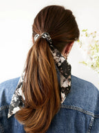 Black Floral Scarf Scrunchie by Ash & Rose