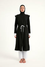 Black Full Coverage Islamic Swimwear Burkini Set M2501-2 Covered Burkini Swimwear La Vie Bien Black Full Coverage Islamic Swimwear Burkini Set M2501-2