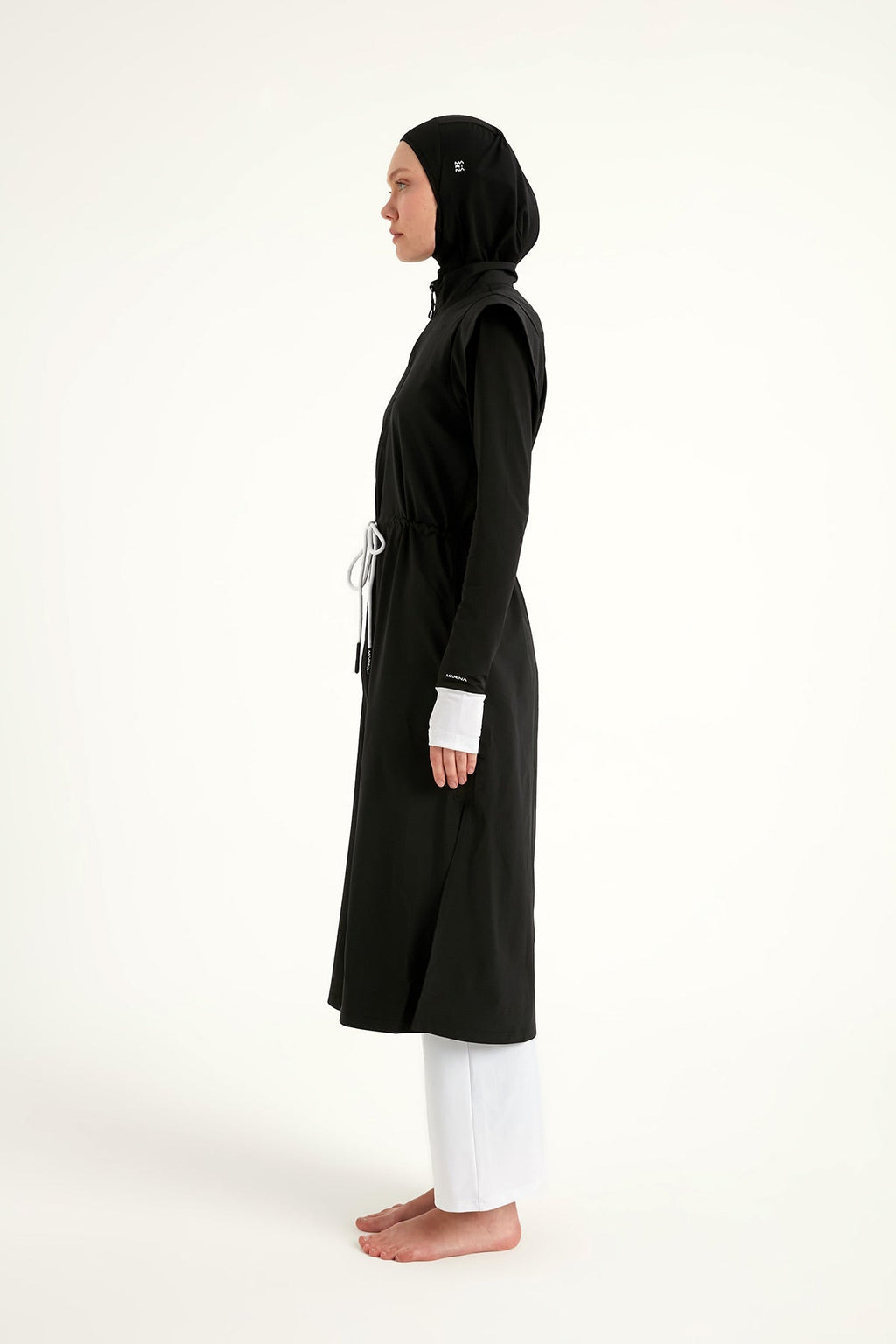 Black Full Coverage Islamic Swimwear Burkini Set M2501-2 Covered Burkini Swimwear La Vie Bien Black Full Coverage Islamic Swimwear Burkini Set M2501-2