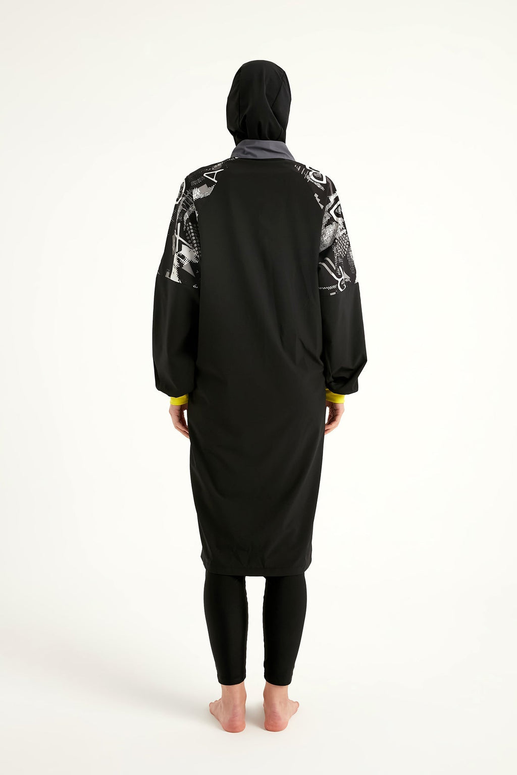 Black Full Coverage Modest Burkini with Sleeve Detail M2512 Covered Burkini Swimwear La Vie Bien Black Full Coverage Modest Burkini with Sleeve Detail M2512