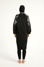 Black Full Coverage Modest Burkini with Sleeve Detail M2512 Covered Burkini Swimwear La Vie Bien Black Full Coverage Modest Burkini with Sleeve Detail M2512