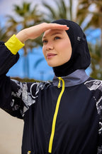 Black Full Coverage Modest Burkini with Sleeve Detail M2512 Covered Burkini Swimwear La Vie Bien Black Full Coverage Modest Burkini with Sleeve Detail M2512