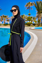 Black Full Coverage Modest Swimwear Burkini Set M2506-1 Covered Burkini Swimwear La Vie Bien Black Full Coverage Modest Swimwear Burkini Set M2506-1