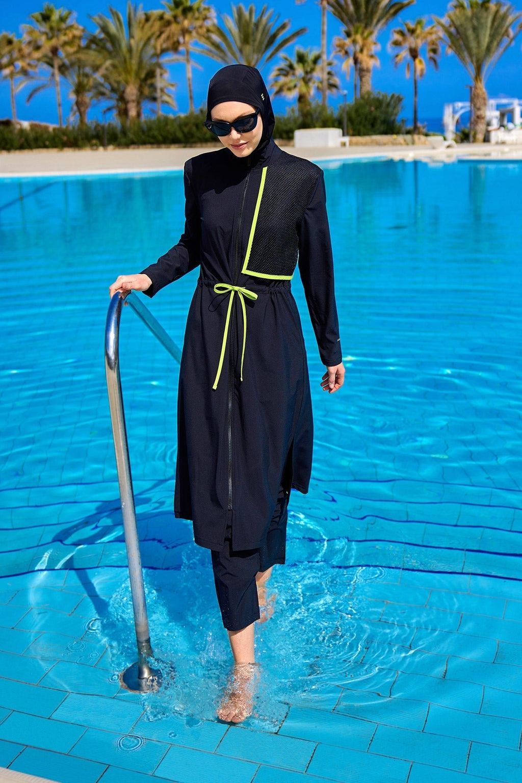 Black Full Coverage Modest Swimwear Burkini Set M2506-1 Covered Burkini Swimwear La Vie Bien Black Full Coverage Modest Swimwear Burkini Set M2506-1
