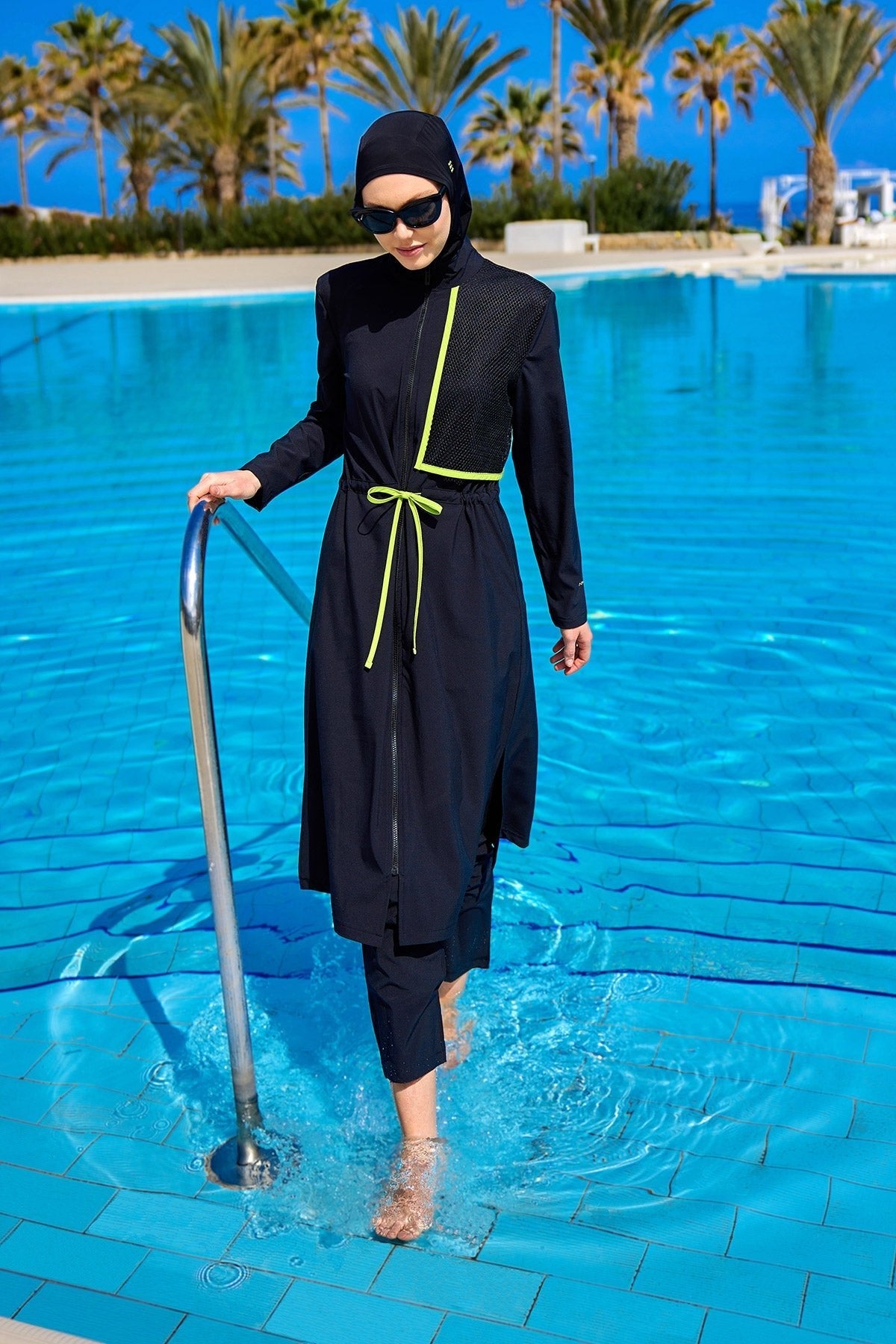Black Full Coverage Modest Swimwear Burkini Set M2506-1 Covered Burkini Swimwear La Vie Bien Black Full Coverage Modest Swimwear Burkini Set M2506-1