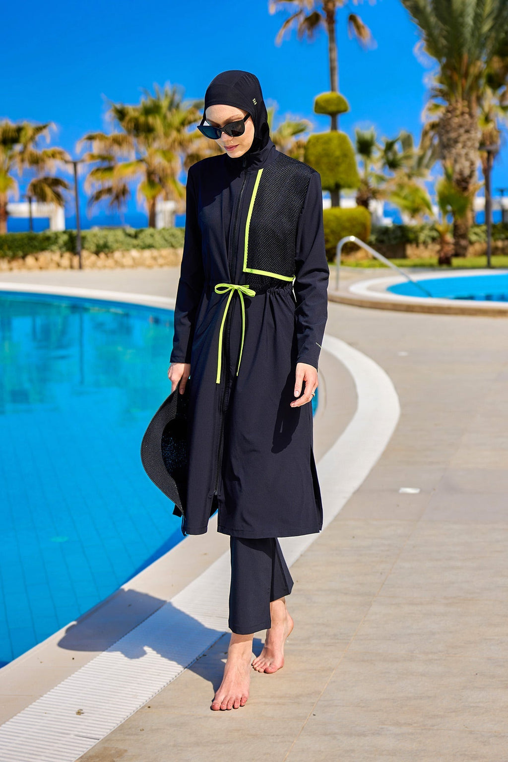 Black Full Coverage Modest Swimwear Burkini Set M2506-1 Covered Burkini Swimwear La Vie Bien Black Full Coverage Modest Swimwear Burkini Set M2506-1