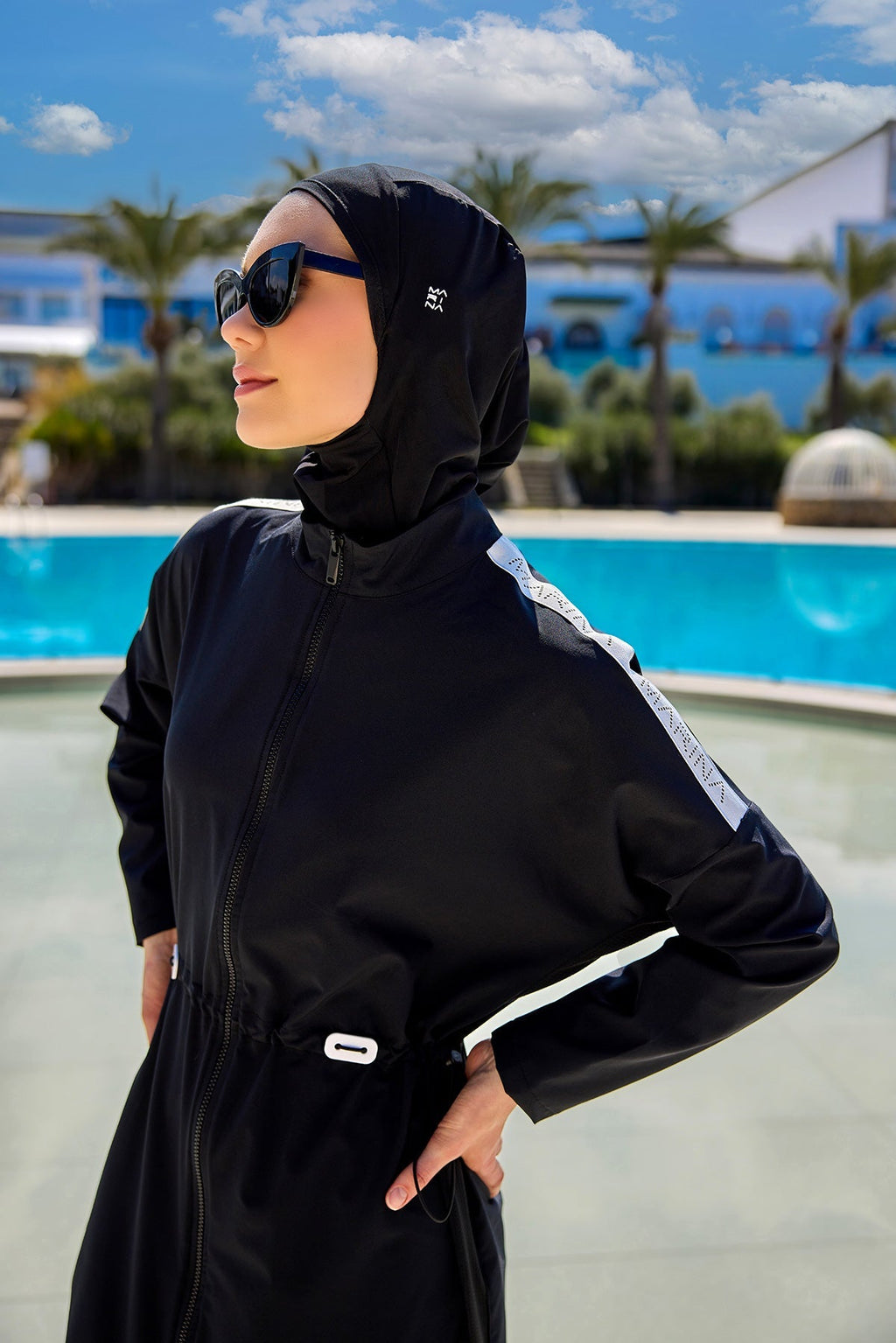 Black Full Coverage Modest Swimwear Burkini Set M2507-1 Covered Burkini Swimwear La Vie Bien Black Full Coverage Modest Swimwear Burkini Set M2507-1