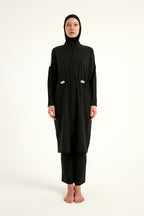 Black Full Coverage Modest Swimwear Burkini Set M2507-1 Covered Burkini Swimwear La Vie Bien Black Full Coverage Modest Swimwear Burkini Set M2507-1