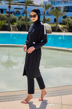 Black Full Coverage Modest Swimwear Burkini Set M2507-1 Covered Burkini Swimwear La Vie Bien Black Full Coverage Modest Swimwear Burkini Set M2507-1