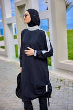 Black Full Coverage Modest Swimwear Burkini Set M2521-3 Covered Burkini Swimwear La Vie Bien Black Full Coverage Modest Swimwear Burkini Set M2521-3