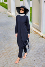 Black Full Coverage Modest Swimwear Burkini Set M2521-3 Covered Burkini Swimwear La Vie Bien Black Full Coverage Modest Swimwear Burkini Set M2521-3