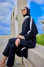 Black Full Coverage Modest Swimwear Burkini Set M2521-3 Covered Burkini Swimwear La Vie Bien Black Full Coverage Modest Swimwear Burkini Set M2521-3